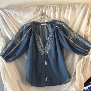 Denim Peasant Blouse